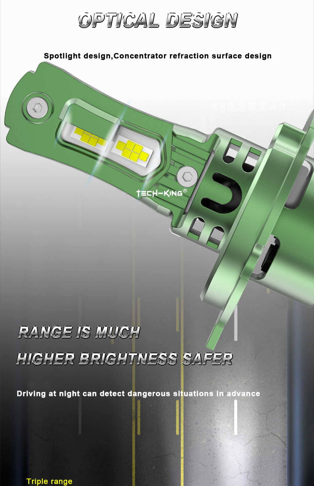 TECH-KING Super Bright R18 70W 7000LM Mini Size 13v H7 Led Plug and Play Headlight 1:1 Car H4 H1 H7 9005 9006 Led Headlight Bulb